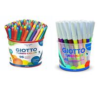 Lot Feutres Giotto : Pots de 48 Pointes Larges + 96 Pointes Fines Multicolores