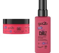 Lot Got2b Boucles : Crème Got Coilz Rebondies à l’huile de coco, ricin, argan & karité (200 ml), formule végane 98% naturelle & Spray Got Curlz Définition & Anti-Frisottis 24h (150 ml)