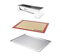 Lot gouttière à bûche démontable en inox avec plaque à pâtisserie et tapis de cuisson Mathon