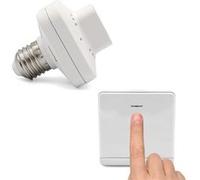 FISHTEC - Interrupteur sans fil ni pile avec adaptateur douille E27 - Commande à distance énergie cinétique portée 100 m IP44 - Éclairage cave garage chambre installation sans câblage ni