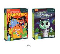 Lot Jeux Éducatifs La Planète des Émotions + L'École des Monstres Version Française + 1 Decap Blumie, à Partir de 3 Ans, 2 à 4 Joueurs