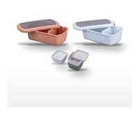 Lot Lunchbox Terracotta & Bleue 1L avec Set de 3 boîtes à sauce Fackelmann Storage