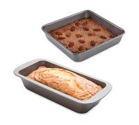 Lot moule à manqué carré 23 cm et moule à cake 25 cm acier revêtement antiadhérent Mathon