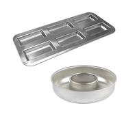 Lot moule à savarin 24 cm et plaque 6 financiers en fer blanc Gobel