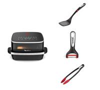 LOT Moulinex air fryer Surface & Pizza 4L, grande surface de cuisson, Fenêtre visualisation, Noir AL4018F0 + 3 ustensiles Tefal - Epluche légumes K2071814 + pince à aliments K2060714 + spatule K20608