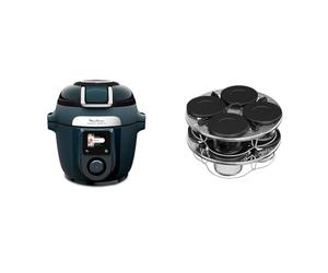 LOT Moulinex Cookeo Infinity, Air fryer + multicuiseur sous pression, 17 programmes, Bleu, CE97GUF0 + Kit de 8 verrines superposables XA6140E0