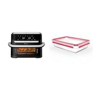 LOT Moulinex Easy Fry Dual Flex, air fryer, 9L, Double zone avec Séparateur amovible, 8 personnes, 7 programmes intuitifs, EZ9228F0, noir + Emsa boîte de conservation 3L verre Clip&Close N1041200