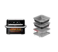 LOT Moulinex Easy Fry Dual Flex, air fryer, 9L, Double zone avec Séparateur amovible, 8 personnes, 7 programmes intuitifs, EZ9228F0, noir + Tefal Dail’Easy, Kit de 4 accessoires antiadhésif J701S444