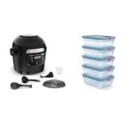 LOT Moulinex Multicook Stir&Fry, Multicuiseur et air fryer, Pale de mélange automatique, 14 programmes, MZ7408F0 + Emsa oneClick, Lot de 5 boîtes de conservation 1,2L, Fermeture en un clic, N1231200