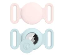 Lot of 2 Airtag Étuis Collier pour Chien et Chat, Coque en Silicone Étanche pour Apple AirTag GPS Finder,Housse de Air Tag Protection pour Pet Colliers de Compagnie Anti-Perte Porte-clés AirT ag (C,M)