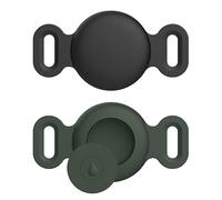 Lot of 2 Airtag Étuis Collier pour Chien et Chat, Coque en Silicone Étanche pour Apple AirTag GPS Finder,Housse de Air Tag Protection pour Pet Colliers de Compagnie Anti-Perte Porte-clés Air Tag (K,S)