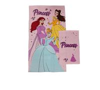 Princess Disney Lot de 2 Serviettes de Bain en éponge, Serviette de Bain, Serviette de Visage, Serviette de Bidet, Rose, Coton, 100%, Lot de 2 pièces, Produit Officiel