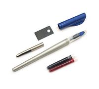 Lot Parallel Pen 6,0 mm +1 Boîte de 12 cartouches d'encre Couleurs assorties + 1 Boîte 6 Cartouches noires + 1 Index Adhésifs Blumie (Bleu)