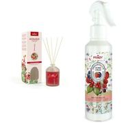 LOT PARFUM D'AMBIANCE SENTEUR FRUITS ROUGES - DIFFUSEUR MIKADO 100 ml + SPRAY 220 ml