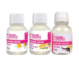 Lot parfums pour savon graine creative 3 unites monoi fleur d'oranger et vanille