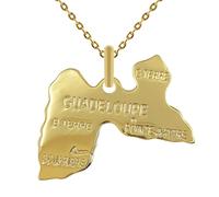 Lot pendentif carte de Guadeloupe Plaqué Or 18 carats + Chaîne 45cm Plaqué Or 18 carats