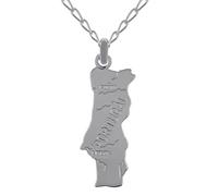 Lot pendentif carte du Portugal en Argent 925 + Chaîne 42cm en Argent 925