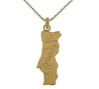 Lot pendentif carte Portugal Plaqué Or 18 carats + Chaîne Plaqué Or 50cm