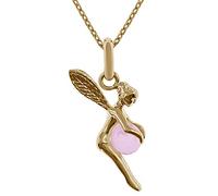 Lot pendentif petite Fée Plaqué Or 18 carats et boule Quartz rose + Chaîne 50cm Plaqué Or - Femme