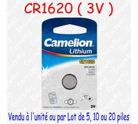 Pack de 5 piles Lithium CR1620 3V (13005620) - Camelion