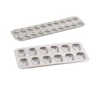 Lot plaque 12 madeleines et plaque 20 madeleinettes en fer blanc Gobel