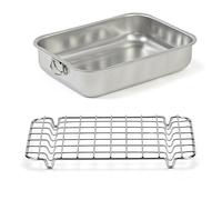 Lot plat à four rectangulaire haut 30 cm et grille 28 cm en acier inoxydable Steel Pan
