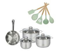 Lot Poêle 20 cm et 3 Faitouts 16/20/24cm Etherna avec 5 ustensiles OCEAN Fackelmann
