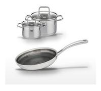 Lot Poêle 24cm & 2 Faitouts 12/16cm Elo Relief Evolution Inox
