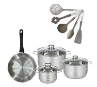 Lot Poêle 24cm & 3 Faitouts 16/20/24cm Généva avec 5 ustensiles Fackelmann