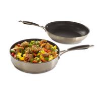 Lot poêle et sauteuse inox antiadhérentes Excell'Inox 24 cm Mathon