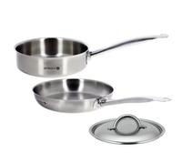 Lot poêle et sauteuse tout inox Prim'Appety 28 cm et couvercle De Buyer
