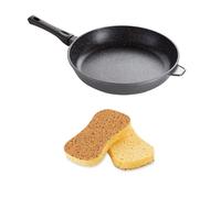 Lot poêle revêtement Dur comme la pierre 32 cm et 2 éponges végétales Mathon