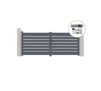 Lot portail battant et motorisation - Casanoov - VOGEL - 3,5m H.143cm - Gris - Aluminium / Motorisation HICKER B200