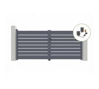 Lot portail battant et motorisation - Casanoov - VOGEL - 3,5m H.161cm - Gris - Aluminium / Motorisation BUNKER B500