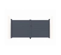 Casanoov Portail battant 3m EIGER H.140cm + Portillon 1m EIGER H.140cm aluminium gris
