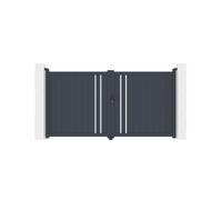 Lot Portail battant et Portillon - Casanoov - GIONA - 3m H.166cm / Portillon - CIMONE - 1m H.166cm - Gris anthracite - Aluminium