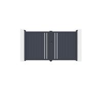 Lot Portail battant et Portillon - Casanoov - GIONA - 3m H.181cm / Portillon 1m H.181cm - Gris anthracite - Aluminium