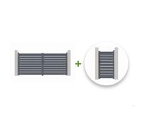 Lot portail battant et portillon - Casanoov - VOGEL - 3m H.178cm / Portillon 1m H.178cm - Gris - Aluminium