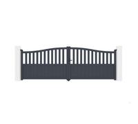 Lot Portail battant et Poteaux - Casanoov - MEIJE - 4m H.140cm - Gris Anthracite - Aluminium / 2 poteaux EIFEL 15x15cm H.166cm