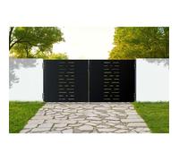 Lot Portail battant et Poteaux - Casanoov - NALI ARLBERG - 1m H.140cm - Noir mat - Acier / 2 Poteaux DARIO 8x8cm H.190cm