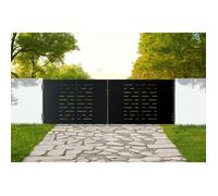 Lot Portail battant et Poteaux - Casanoov - NALI ARLBERG - 3,5m H.120cm - Noir mat - Acier / 2 Poteaux DARIO 8x8cm H.170cm