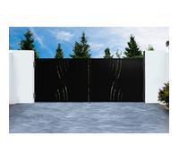 Lot Portail Battant et Poteaux - Casanoov - NALI VELETA - 3,5m H.140cm - Noir Mat - Acier / 2 Poteaux DARIO 8x8 H.190cm