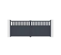 Lot Portail battant et Poteaux - Casanoov - SANTIS - 4m H.160cm - Gris Anthracite - Aluminium / 2 Poteaux EIFEL H.190cm