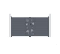 Lot Portail battant et Poteaux - Casanoov - VELETA - 3m H.176cm - Gris Anthracite - Aluminium / 2 Poteaux EIFEL 15x15cm H.190cm