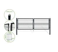 Lot Portail battant grillagé et Portillon - Casanoov - RAZO - 3m H.100cm / Portillon 1m H.100cm - Gris - Acier galvanisé