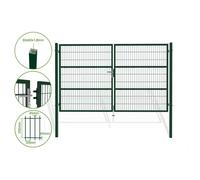 Lot Portail battant grillagé et Portillon - Casanoov - RAZO - 3m H.180cm / Portillon 1m H.177cm - Vert - Acier