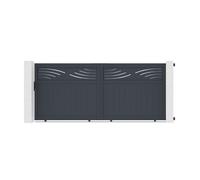 Lot Portail coulissant et Portillon - Casanoov - HALTI - 3,7m H.163cm / Portillon 1m H.163cm - Aluminium - Gris anthracite