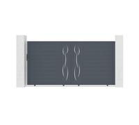 Lot Portail Coulissant et Portillon - Casanoov - LIFE - 3,5m H.178cm / Portillon 1m H.178cm - Gris Anthracite - Aluminium