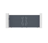 Lot Portail Coulissant et Portillon - Casanoov - LIFE - 4m H.163cm / Portillon 1m H.163cm - Gris Anthracite - Aluminium
