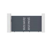 Lot Portail coulissant et portillon - Casanoov - SUNNY - 3m H.163cm / Portillon - 1m H.163cm - Aluminium - Gris anthracite